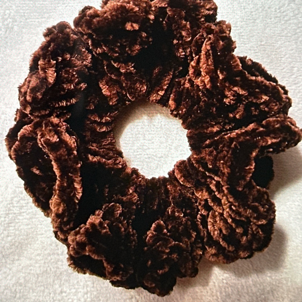 Luxurious Brown Velvet Hair Scrunchie